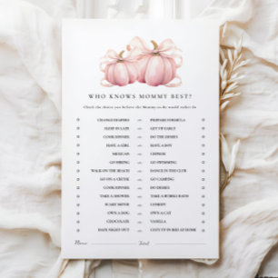 Pumpkin Pink Bow Baby Shower Activity Games