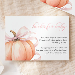 Pumpkin Pink Bow Baby Shower Books for Baby Enclosure Card