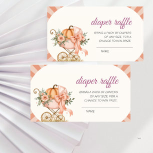Pumpkin Pink Bow Baby Shower Diaper Raffle Enclosure Card