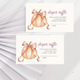 Pumpkin Pink Bow Baby Shower Diaper Raffle Enclosure Card