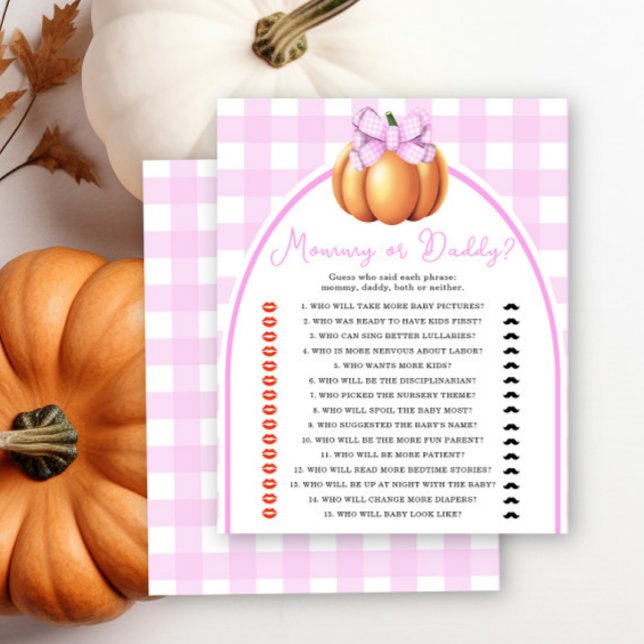 Pumpkin pink bow baby shower Mummy or daddy game (Creator Uploaded)