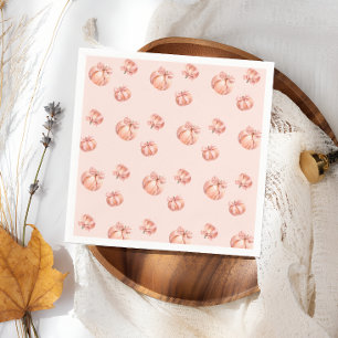 Pumpkin Pink Bow Girl Baby Shower  Napkin