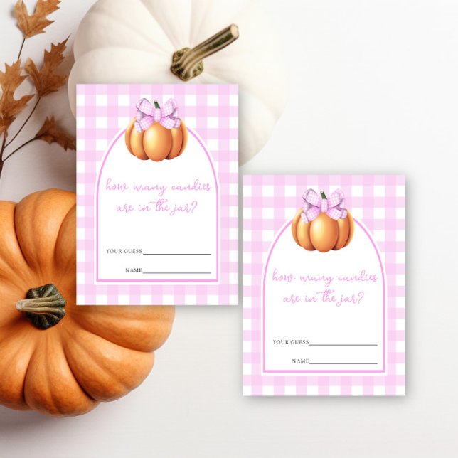 Pumpkin pink bow Guess how many candies game Enclosure Card (Creator Uploaded)