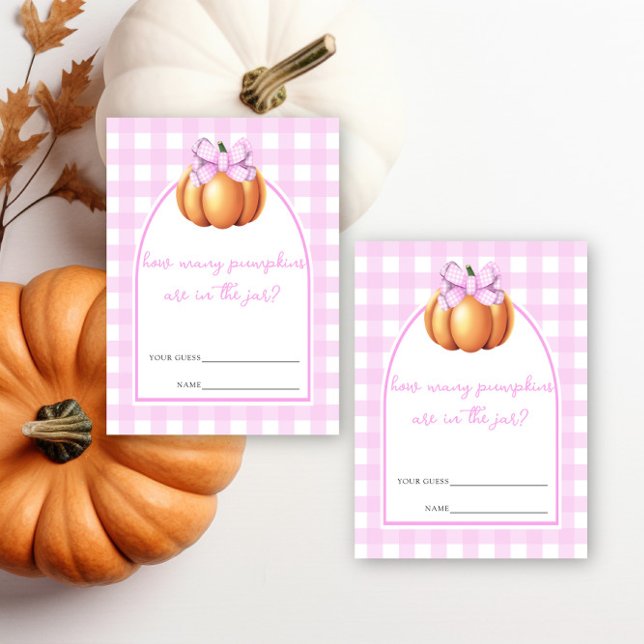 Pumpkin pink bow Guess how many pumpkins game Enclosure Card (Creator Uploaded)