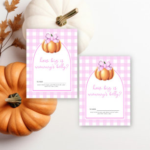 Pumpkin pink bow - How big is mummy's belly game Enclosure Card