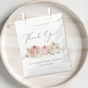 Pumpkin Pink Floral Baby Girl Shower Thank You Favour Bag