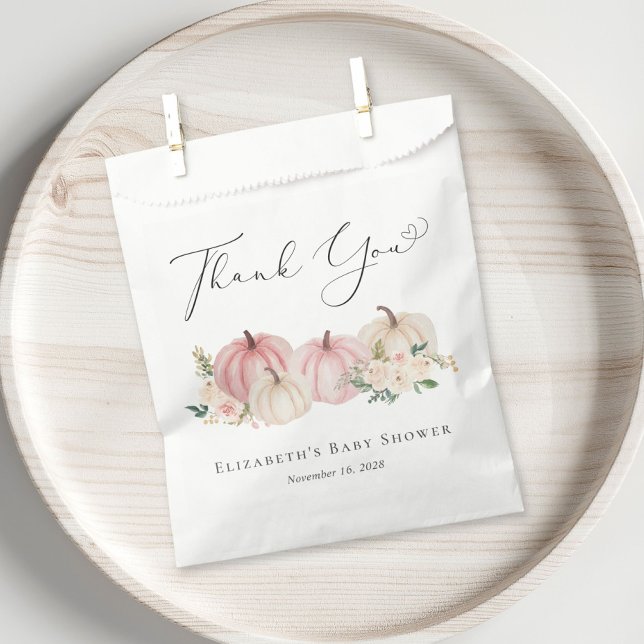 Pumpkin Pink Floral Baby Girl Shower Thank You Favour Bag (Creator Uploaded)
