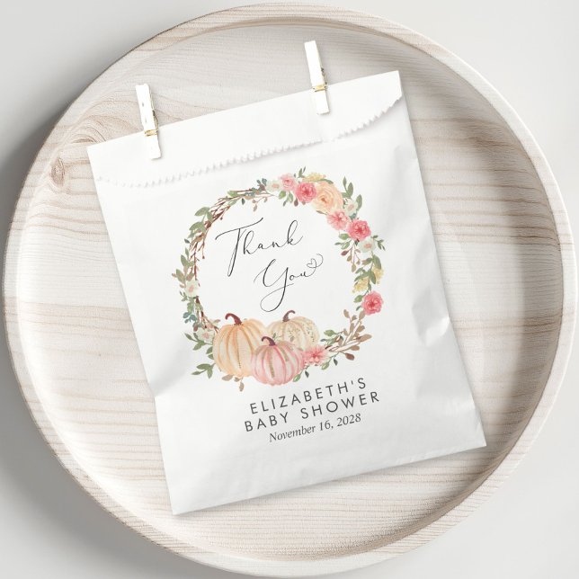 Pumpkin Pink Floral Baby Girl Shower Thank You Favour Bag (Creator Uploaded)