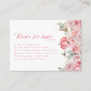 Pumpkin Pink Floral Baby Shower Books for Baby Enclosure Card