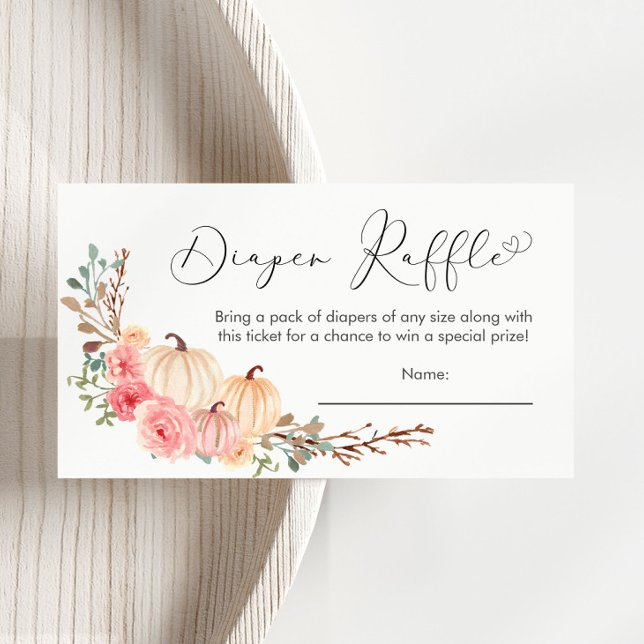 Pumpkin Pink Floral Baby Shower Diaper Raffle Enclosure Card (Creator Uploaded)