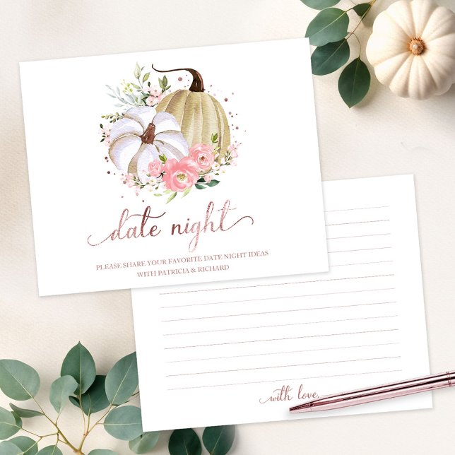 Pumpkin Pink Floral Bridal Shower Date Night Cards (Creator Uploaded)