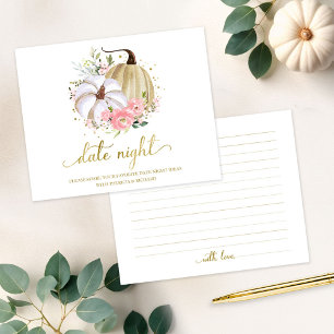 Pumpkin Pink Floral Bridal Shower Date Night Cards