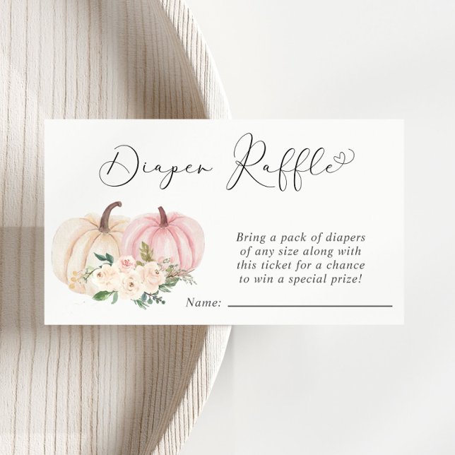 Pumpkin Pink Floral Diaper Raffle Baby Shower Enclosure Card (Creator Uploaded)
