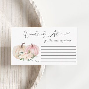 Pumpkin Pink Floral Words Of Advice Baby Shower Enclosure Card
