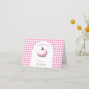 Pumpkin Pink Gingham Plaid Baby Girl Baby Shower Thank You Card
