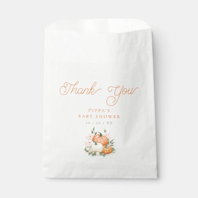 Pumpkin Pink & Orange Baby Shower Thank You Favour Bag (Front)