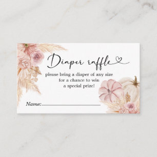 Pumpkin Pink Pampas Grass Diaper Raffle Enclosure Card