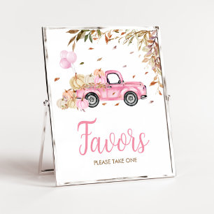 Pumpkin Pink Truck Favours Baby Shower Poster