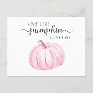 Pumpkin Pink Watercolor Baby Girl Virtual Shower Invitation Postcard