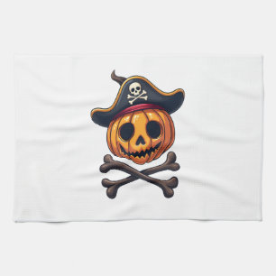 Pumpkin Pirate � Halloween Skull Shirt Tea Towel