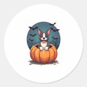 Pumpkin Pitbull Smile Classic Round Sticker