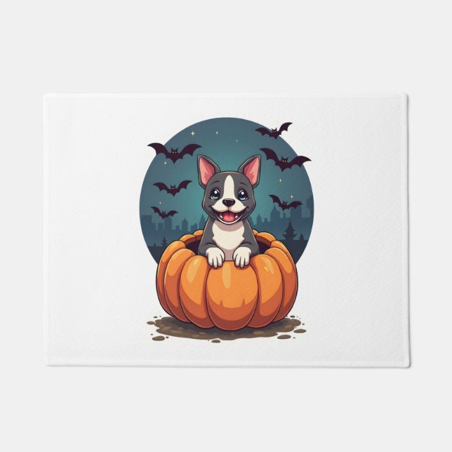 Pumpkin Pitbull Smile Doormat (Front)