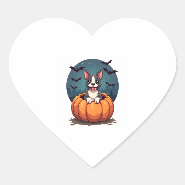 Pumpkin Pitbull Smile Heart Sticker (Front)