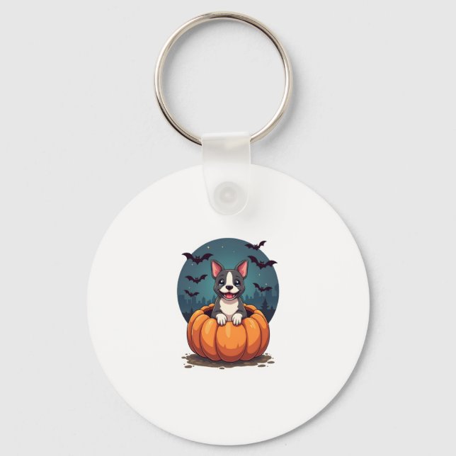 Pumpkin Pitbull Smile Key Ring (Front)