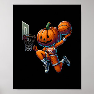 Pumpkin Playing Sketll Dunk Halloween Costume Spor Poster
