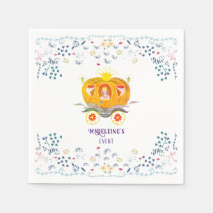 Pumpkin Princess Carriage Wildflowers Birthday Napkin