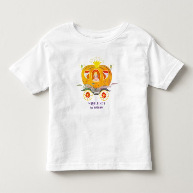 Pumpkin Princess Carriage Wildflowers Birthday Toddler T-Shirt (Front)