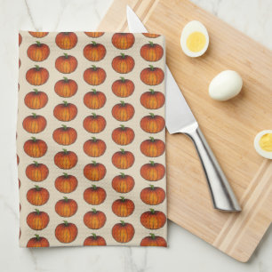 Pumpkin Print Halloween Thanksgiving Autumn Fall Tea Towel