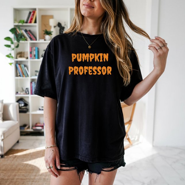 Pumpkin Professor orange teacher typography T-Shirt (Creator Uploaded)