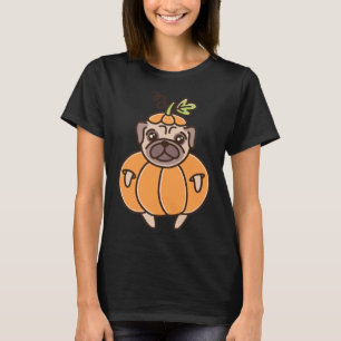 Pumpkin Pug Happy Halloween Pink T-Shirt