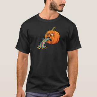 Pumpkin Puking Candy Corn Rainbow Spooky Apparel H T-Shirt