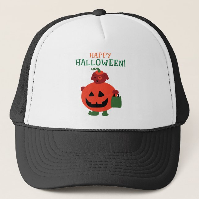 Pumpkin Puppy Trucker Hat (Front)