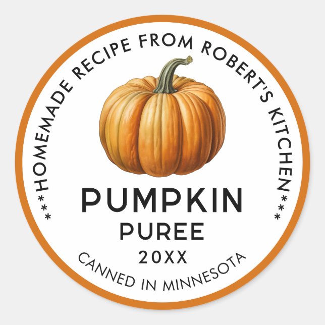 Pumpkin puree labels in orange (Front)