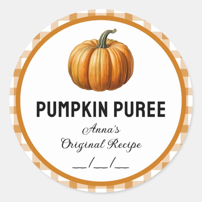 Pumpkin puree with chequered pattern label (Front)