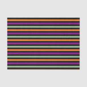 Pumpkin, Purple, Green and Black Horiz. Stripes Tissue Paper