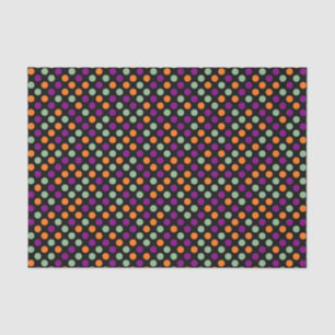Pumpkin, Purple, Green and Black Polka Dots Tissue Paper