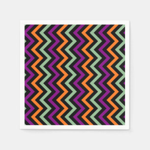 Pumpkin, Purple, Green and Black V. Chevron Paper Napkin