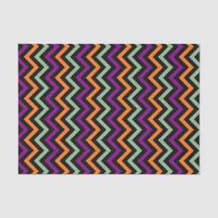 Pumpkin, Purple, Green and Black Vert. Chevron Tissue Paper