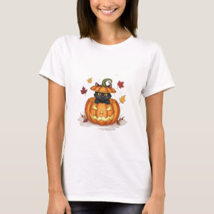 Pumpkin Purrfection – Cute Halloween Cat Woman T-Shirt