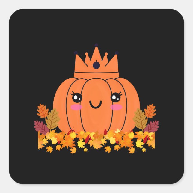Pumpkin Queen | Fall Aesthetic Halloween Shirt Square Sticker (Front)