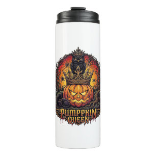 Pumpkin Queen Halloween Owl Spider Black Cat_1 Thermal Tumbler