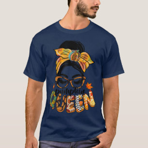 Pumpkin Queen Messy Bun Fall Pumpkin Fall Vibes Au T-Shirt