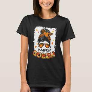 Pumpkin Queen Messy Bun Fall Pumpkin Fall Vibes Au T-Shirt