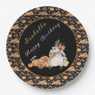 Pumpkin Racoon Customise Text and Colour Paper Plate
