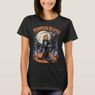 Pumpkin Reaper Gothic Halloween Spooky Pumpkin T-Shirt