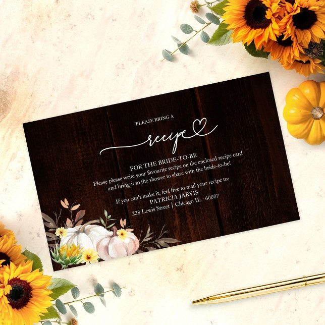 Pumpkin Recipe Request Bridal Shower Enclosure Card (Creator Uploaded)